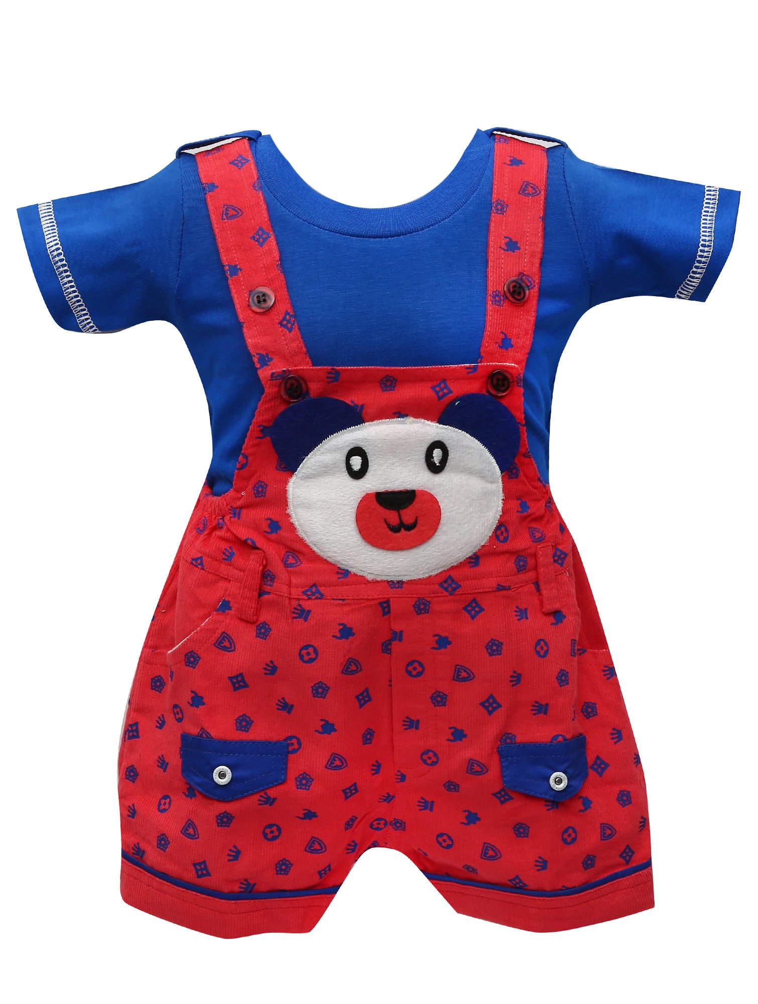 Balloons Unisex Baby Romper Cotton-Dungaree Set (red, 6-12 Months)