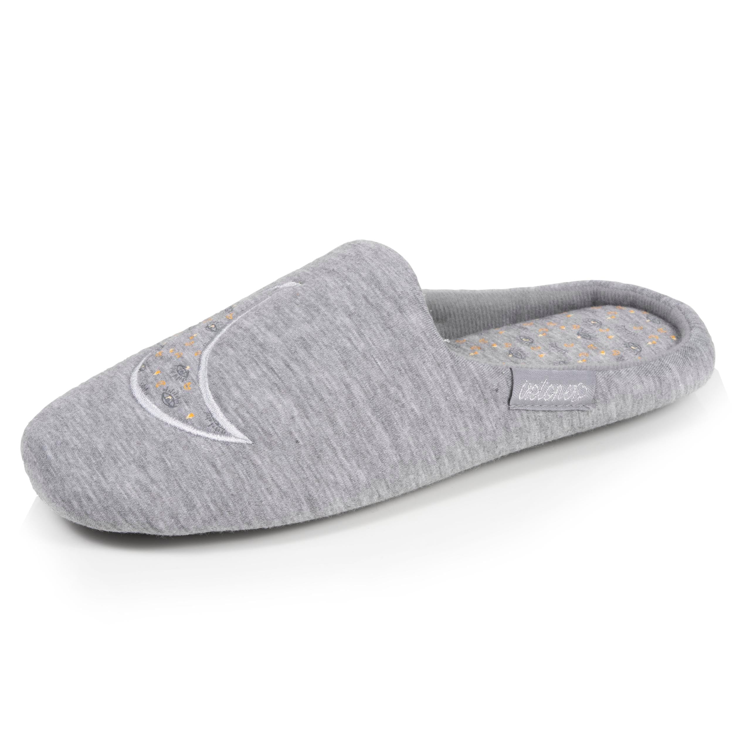 Isotoner Chaussons extra-​light pantoufles Mules femme jersey, semelle gomme antidérapante, 39/​40 EU, gris chiné