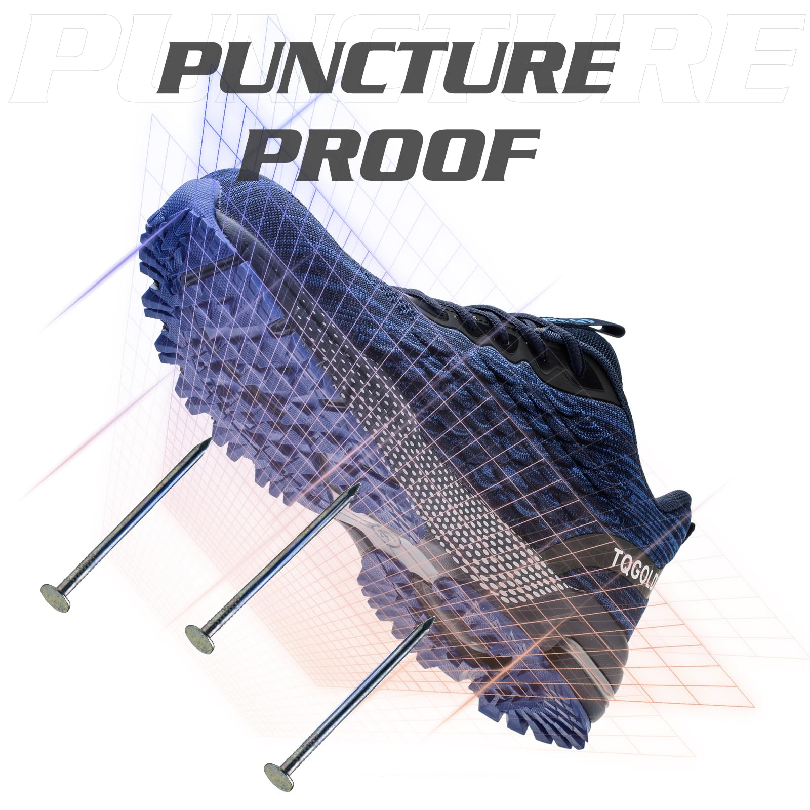 TQGOLD Scarpe Antinfortunistiche Uomo Leggere Comodo Donna Scarpe da Lavoro con Punta in Acciaio Ammortizzazione Traspiranti Antiscivolo Scarpe Protettive Industriali