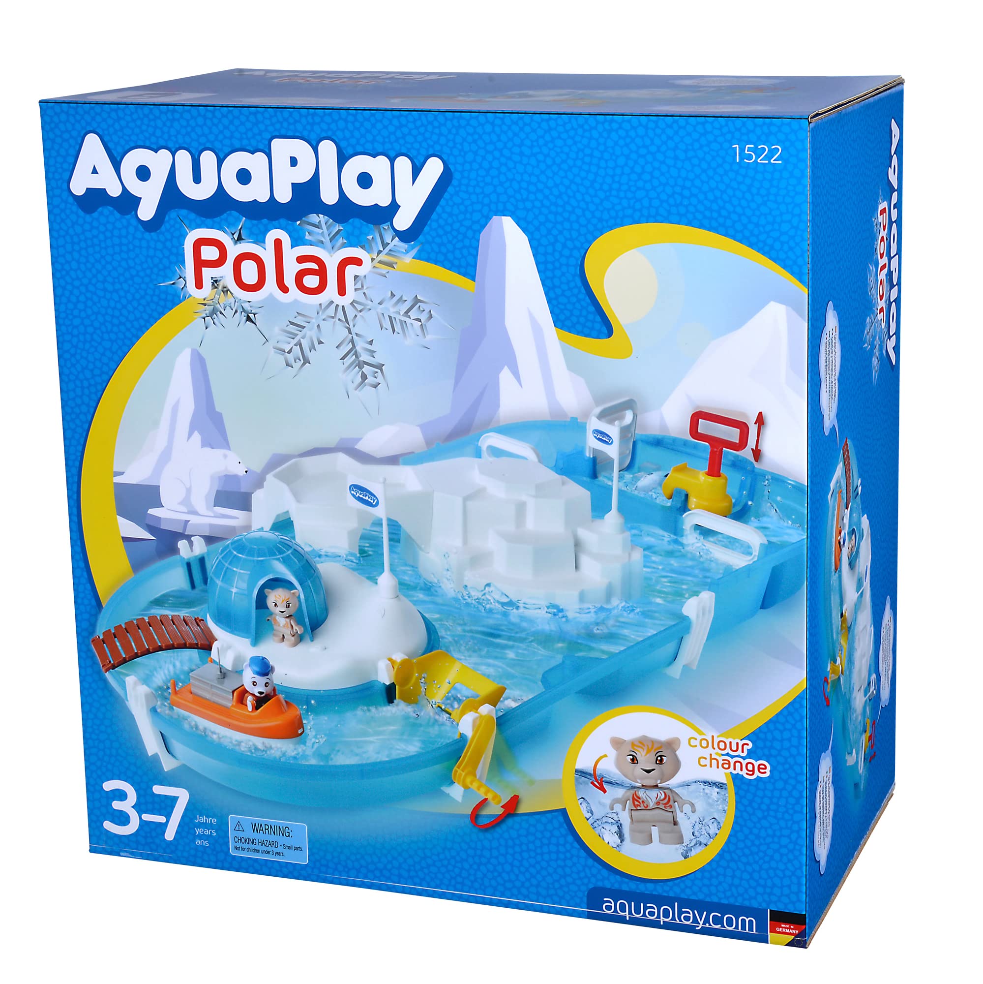 AquaPlay - Polar - Wasserbahn mit Eisberg, Stausee und Rampe für einen Wasserfall, inklusive Spielfigur Olivia mit Farbwechsel-Funktion, für Kinder ab 3 Jahren 8700001522 Türkis