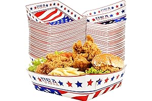 Patriotic Serving Tray: 50 Pcs American Flag Paper Food Trays