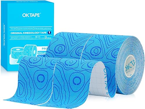 Vista 20 de OK TAPE PRO - Cinta de kinesiología, rollo de 2 pulgadas x largo de 16 pies, cinta elástica atlética terapéutica sin látex, beige + beige