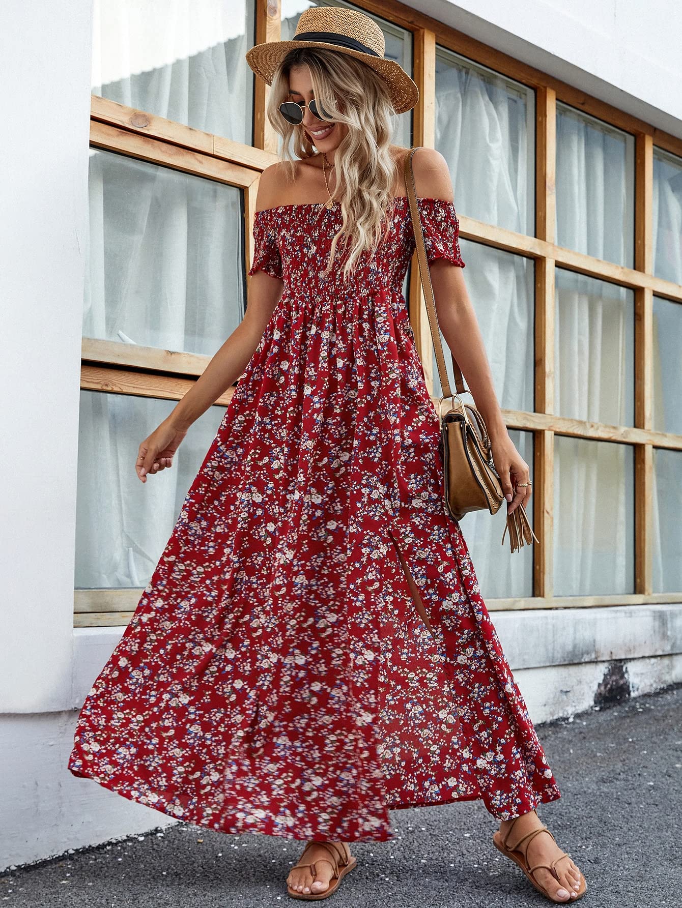 Amazon.com: Women's Dress Off Shoulder Floral High Split Dress Dresses Dress  for Women FBITE (Color : Multicolor, Size : Medium) : Clothing, Shoes &  Jewelry