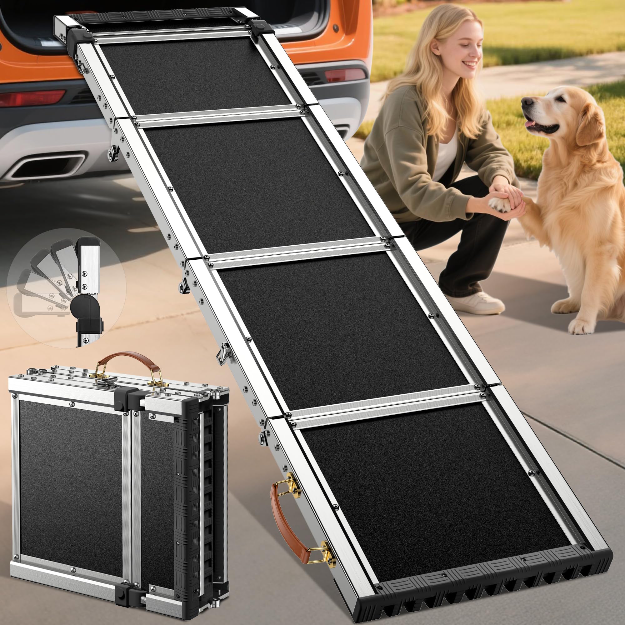 Photo 1 of ???? ???????? Extra Long 71”Dog Ramp for Car with Adjustable Head, Folding Pet Ramp for Large Dogs with Non-Slip Surface Dog Ramps Up to 200 lb for Car SUV Truck