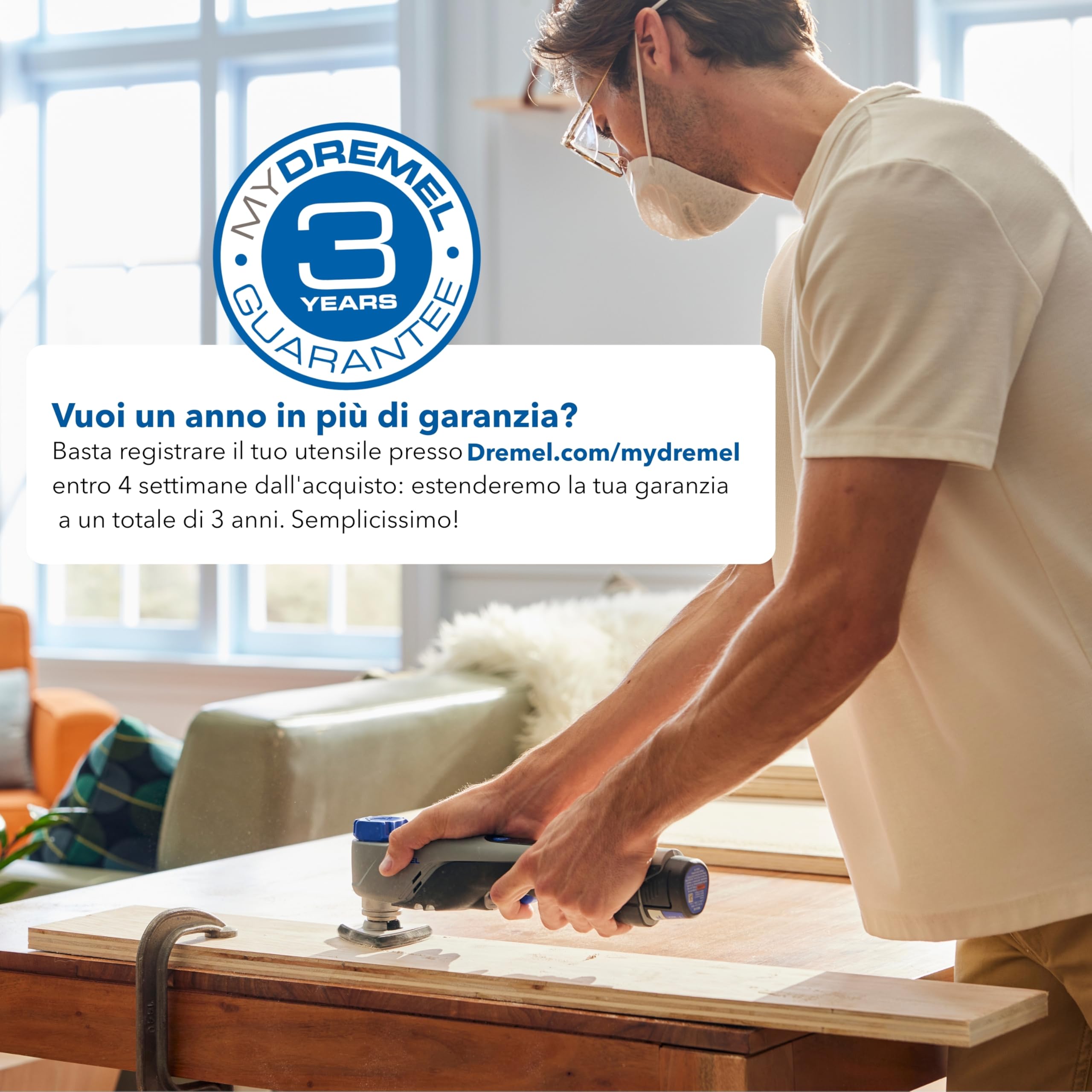 Dremel Blueprint Utensile Multifunzione Oscillante Brushless 12V, Selettore Applicazioni e Velocità con Lama da Taglio e Raschiatura, 6 Fogli Abrasivi, Tampone di Levigatura, Caricabatterie+Batteria