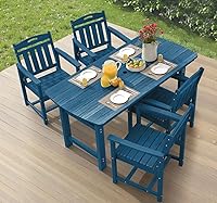 Vista 31 de Ciokea HDPE - Juego de comedor al aire libre, juego de mesa y sillas de patio de 7 piezas con agujero para paraguas, juegos de comedor de patio