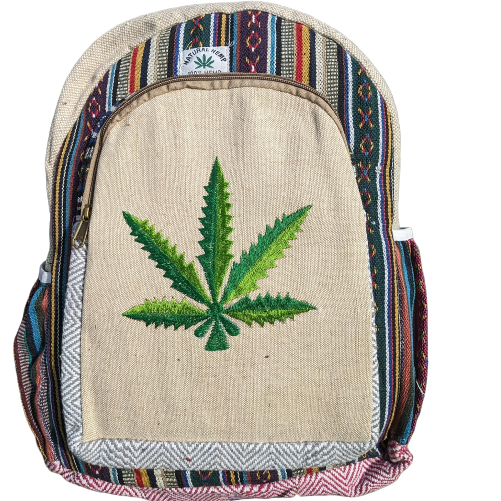 Trivanah Himalayan Hemp Backpack with Leaf Design | Natural Handmade Eco-Friendly Hemp Bag for Men & Women | Durable Travel & Hiking Hemp Bags-image-14