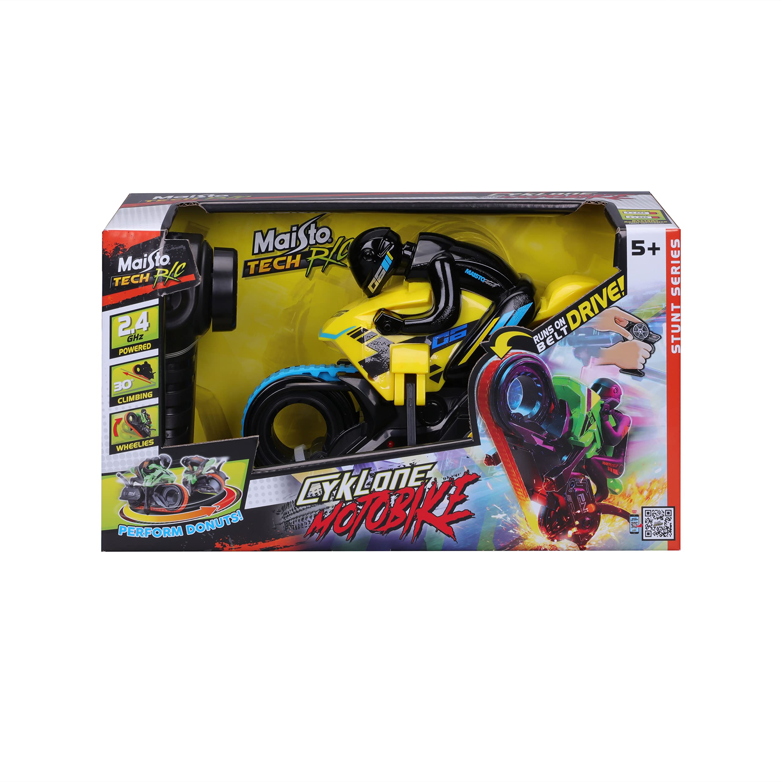 MAISTO TECH RC CYKLONE – M82767Y – Moto Amarilla – Mando a Distancia 2,4 GHz – para niños – a Partir de 5 años – para Aventuras llenas de imaginación y Creatividad