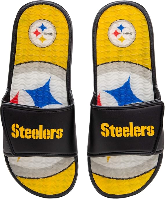 FOCO Mens NFL Team Logo Sport Shower Gel Slide Flip Flop Sandals