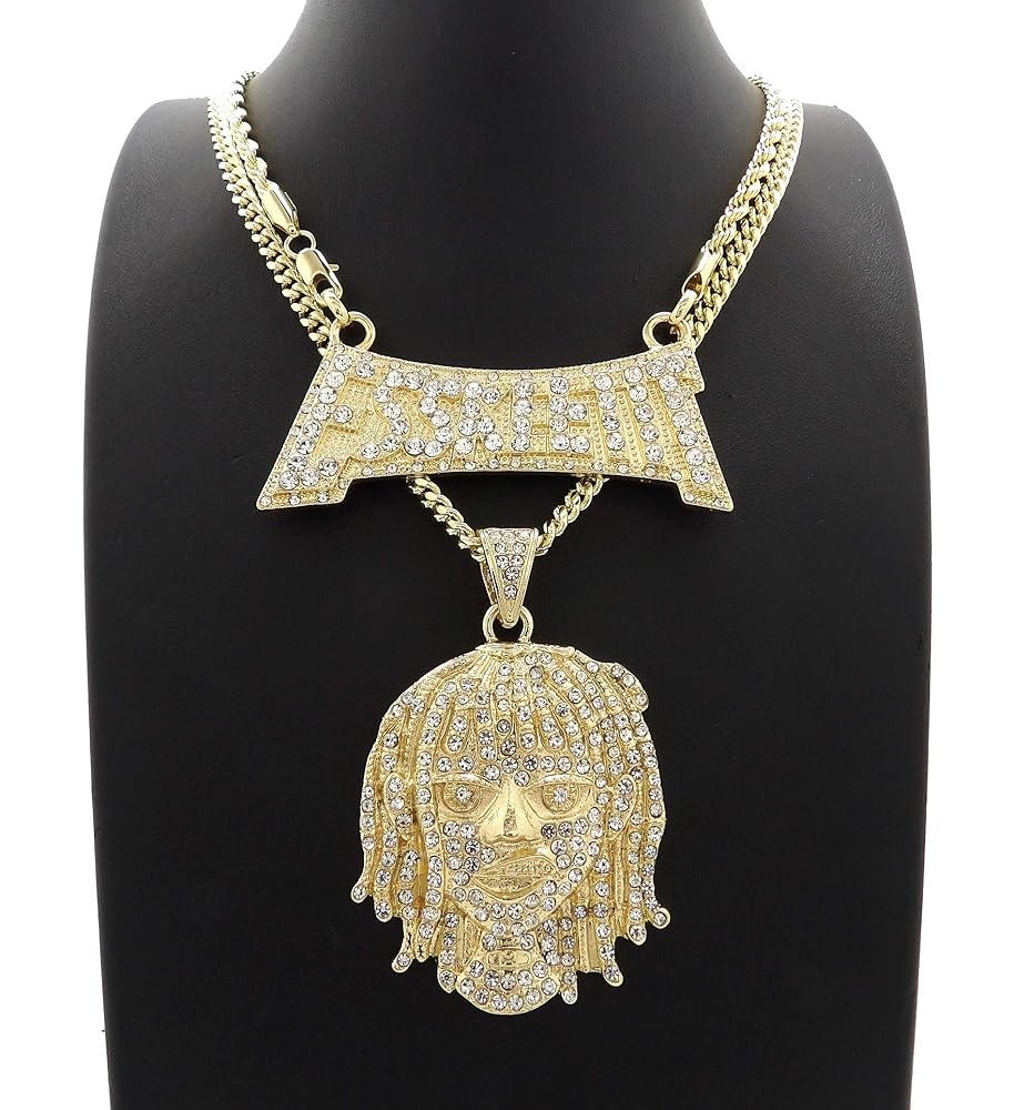 BLINGFACTORY Hip Hop Lil Pump Portrait & Esskeetit Pendant