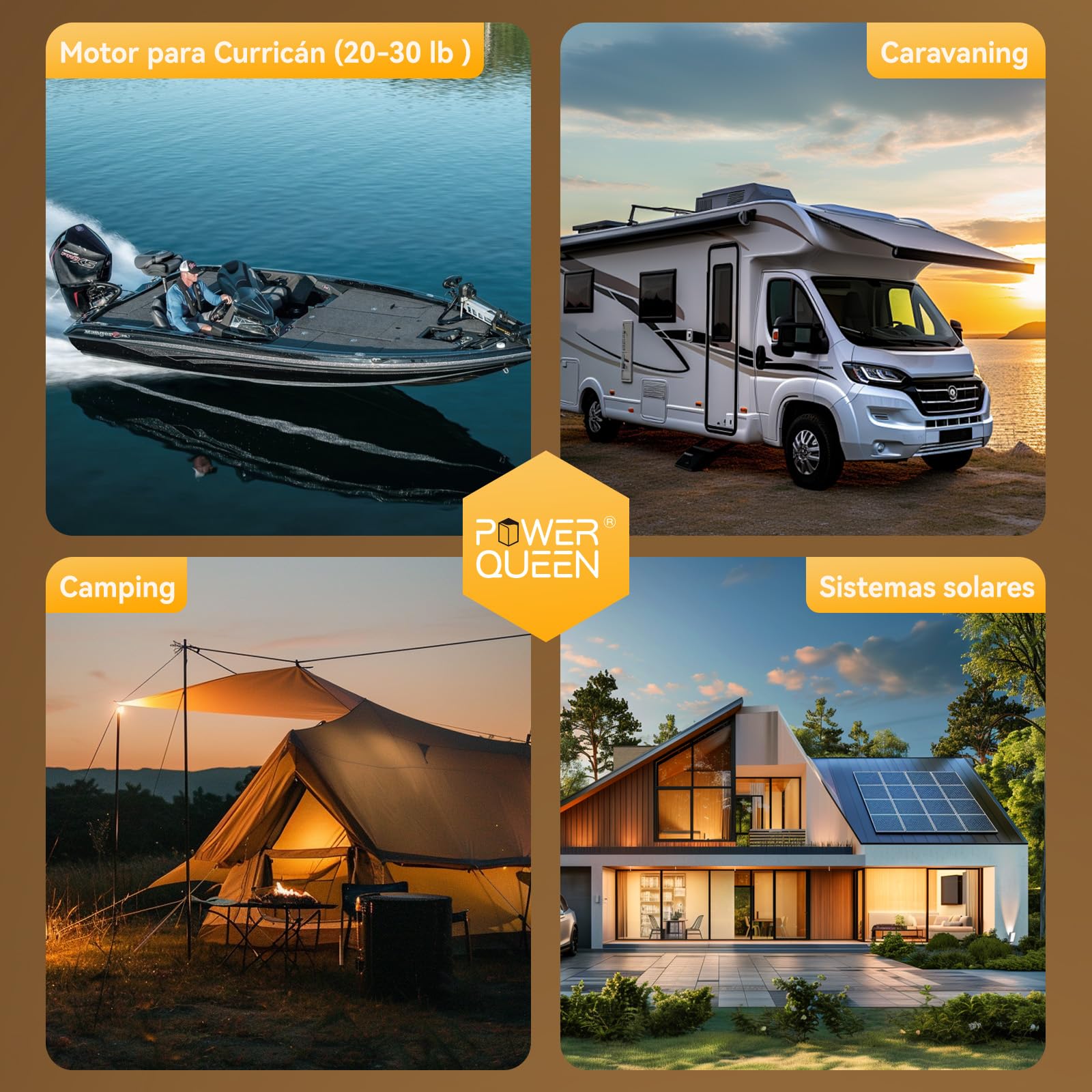 Power Queen Batería LiFePO4 12V 50Ah con 50A BMS para Caravan | 640Wh con Hasta 15000 Ciclos Recargables,Batería Portátil y Ligera para Motor para Curricán,Barco,Sistema Solar