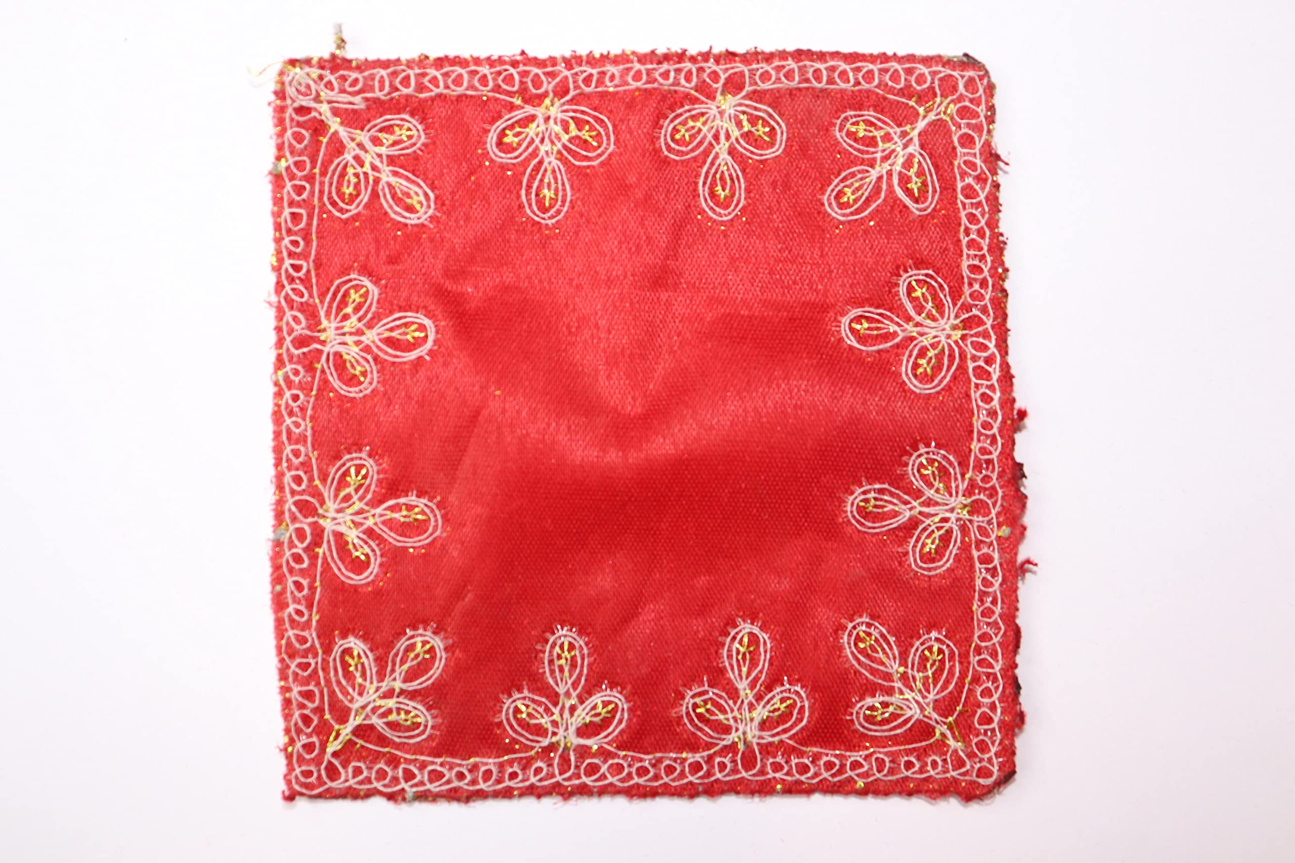 Reliable Velvet Pooja Aasan/Asan for Puja and Mandir Puja Altar Cloth Embroidered Velvet Pooja Chowki Assan Mat for Mandir, Temple and Bhagwan (Pack of 4) Size - 6 * 6 Inches - Image 3 thumbnail