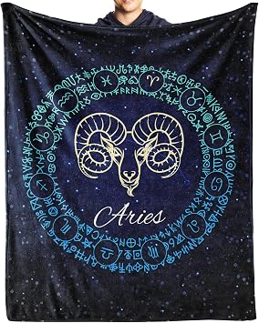 Aries Blanket Gifts, 30"x40" Aries Throw Soft Flannel Blanket, Warm Lightweight Cozy Constellation Lover Gifts for Bed Couch