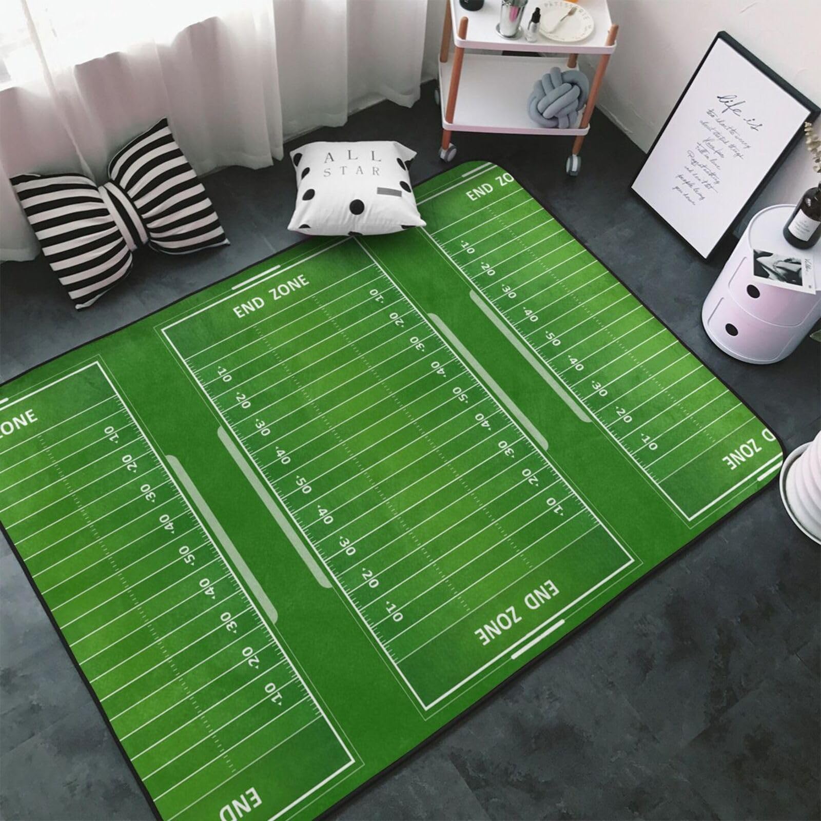 Zona de fútbol, Alfombra Grande Antideslizante para Sala de Estar o Dormitorio, 150 x 100 cm.