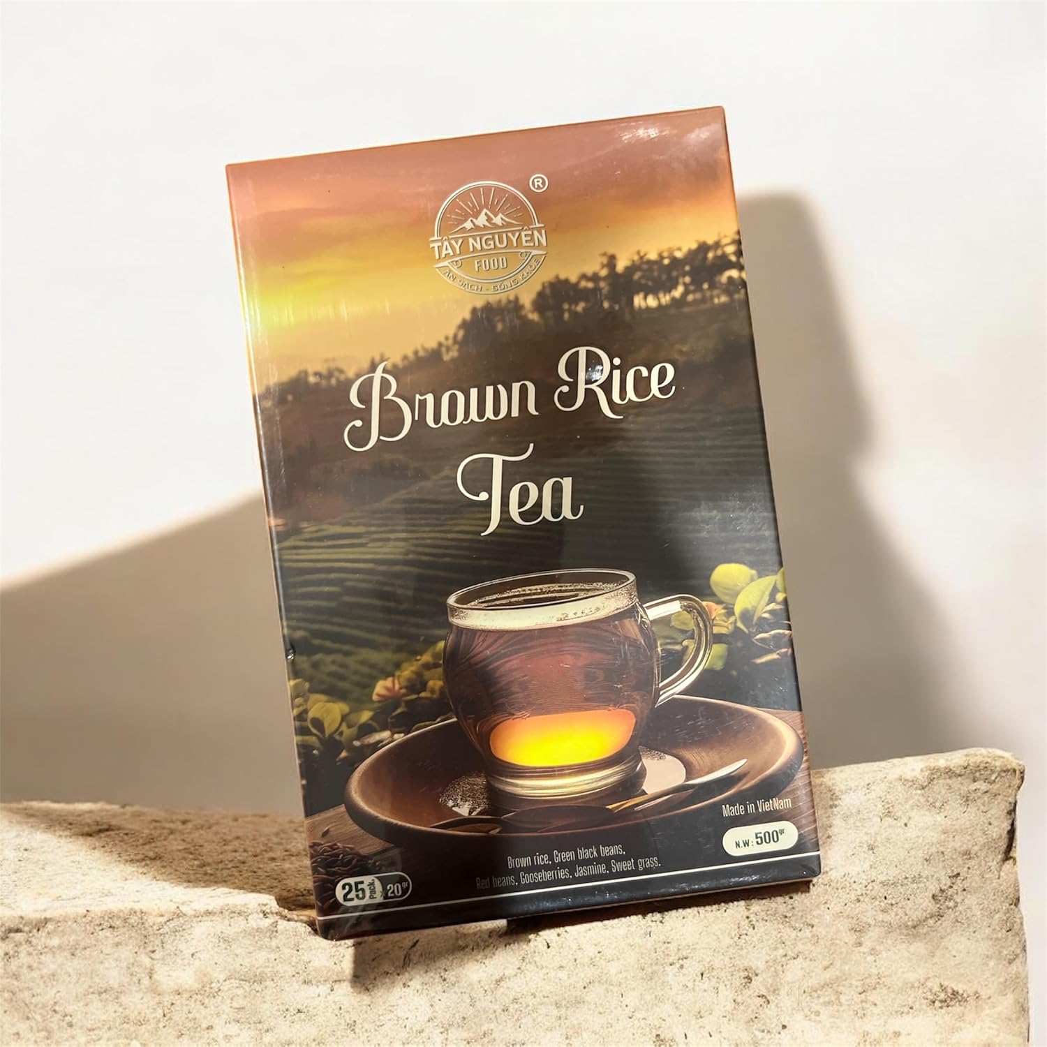 Trà Gạo Lứt Tay Nguyen Food Vietnamese Tea Box Set, 25 Bags x 20g, Premium Loose Leaf Black Tea, 500 gram - Image 4