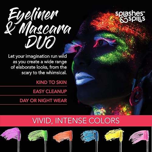 Miniatura 5 de Splash  Spills - Delineador de ojos y rímel con luz negra UV Glow - Paquete variado de 6 colores 02fl oz escenario diurno o nocturno maquillaje de