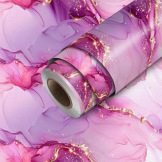 Pink Purple Marble Wallpaper Peel and Stick Ink Art Contact Paper Wall P...