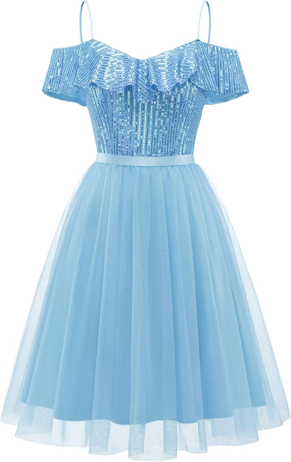 Wedtrend Women's Sequin Dress Sparkly Homecoming Dress Semi Formal Dress Glitter Short Cocktail Dresses Small Blue