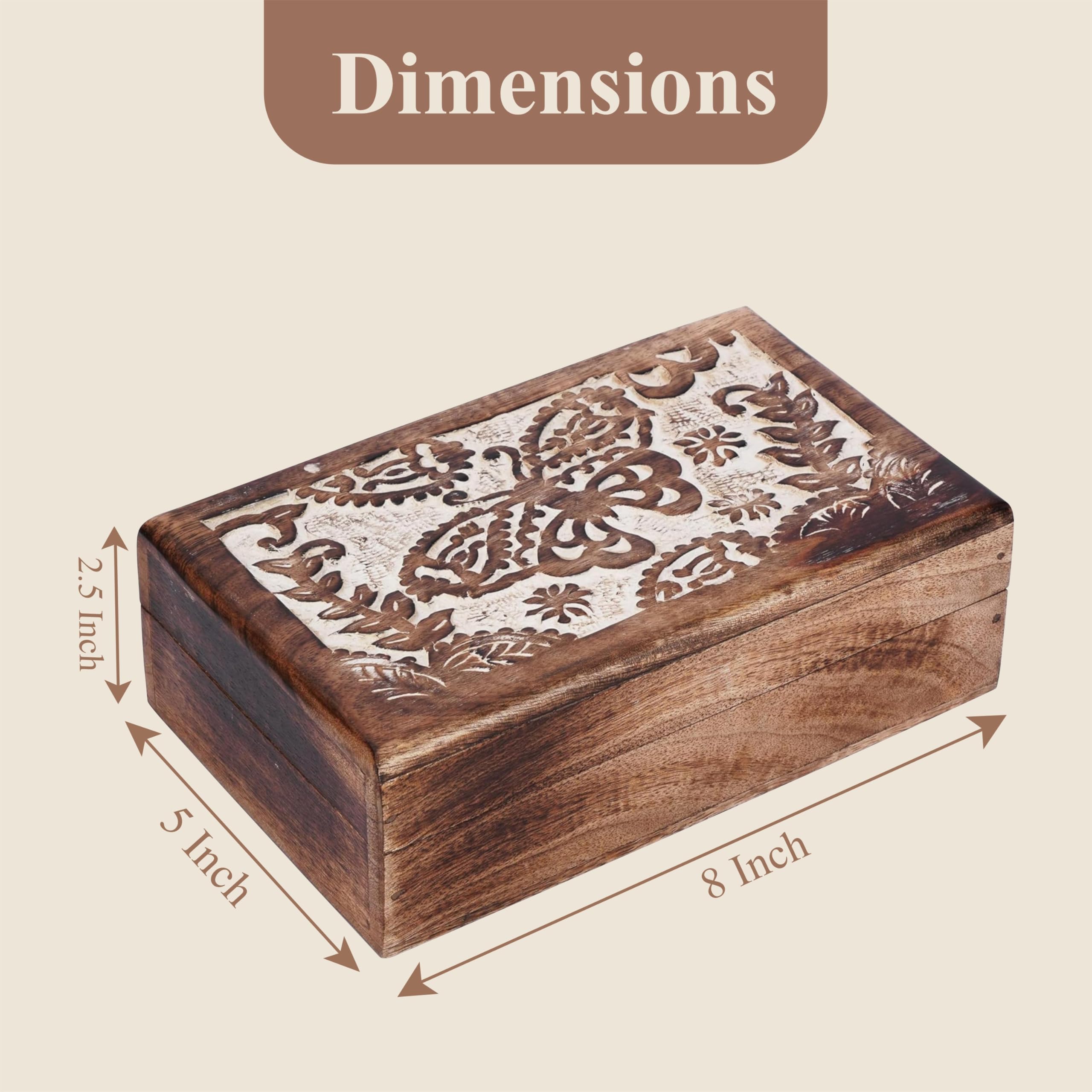 Handmade Mango Wood Jewelry Box - Butterfly Design -3