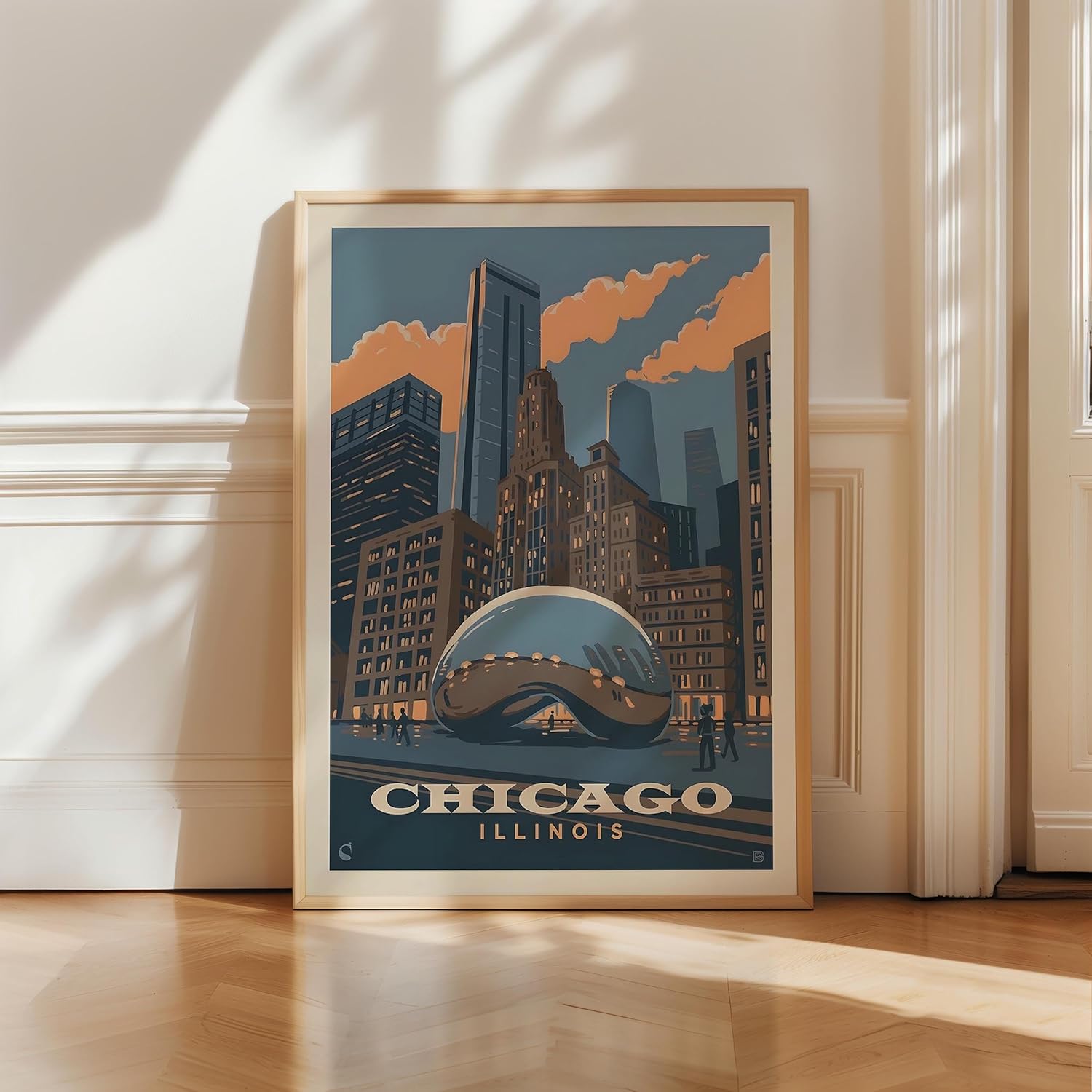 Chicago Vintage Travel Poster, Premium Giclee Fine Art Prints - Modern Aesthetic Wall Art Decoration, Eclectic Trendy Boho Poster Collage Aesthetic Print for Home Decor, Ready to Frame