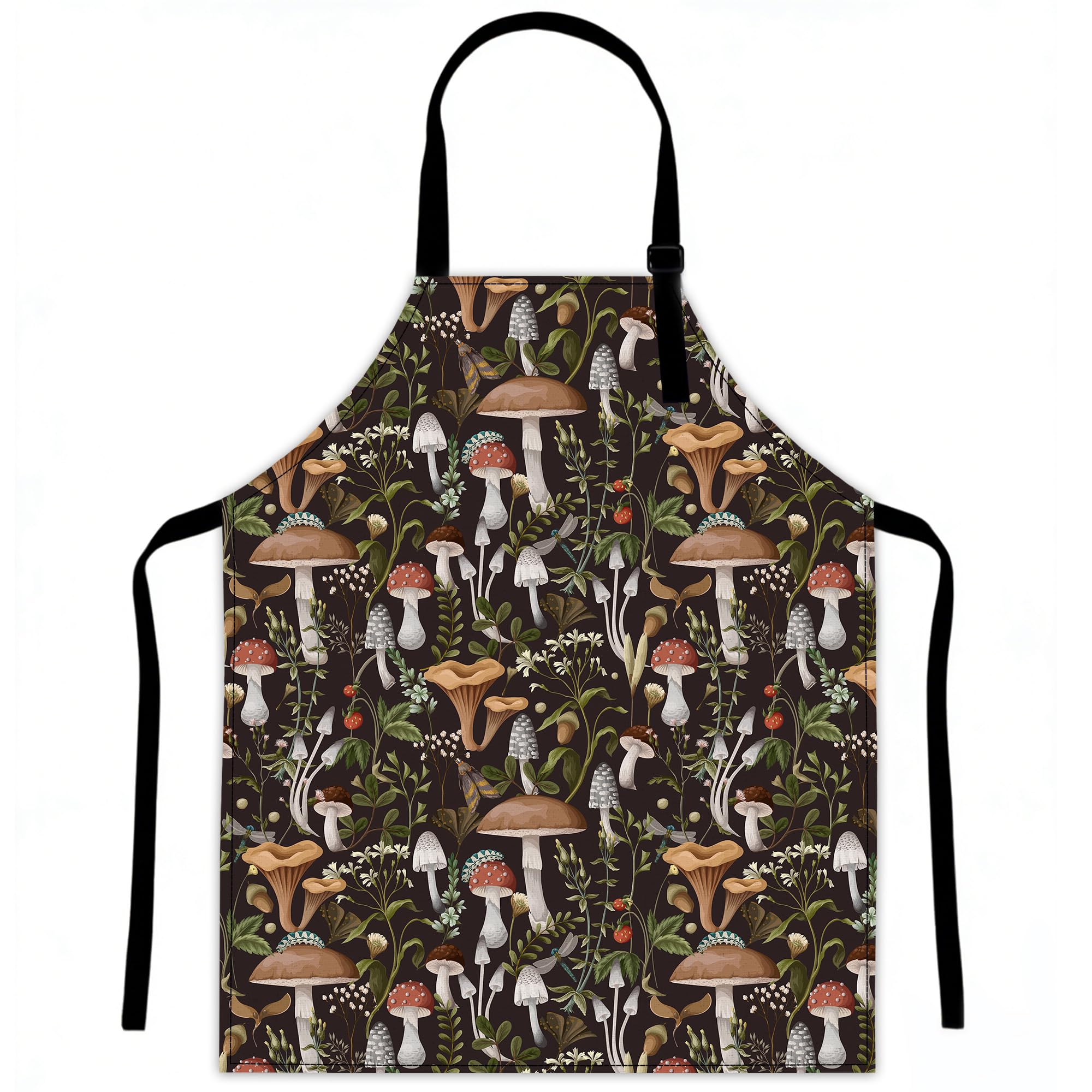 LQEBUY Botanical Mushroom Aprons for Women Kitchen Cooking Apron Adjustable Bib for BBQ Coffee House Home Restaurant Craft Garden