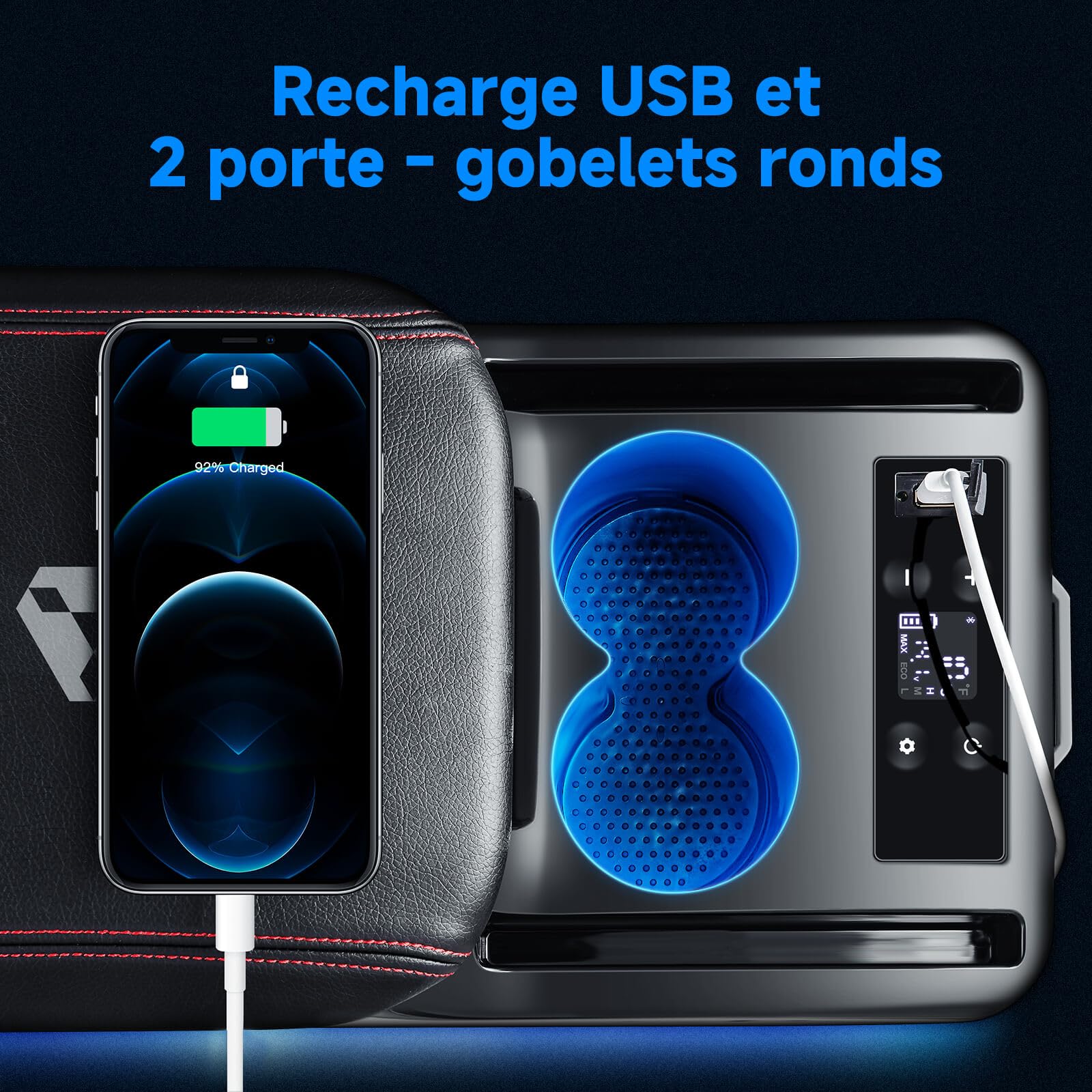 AAOBOSI 15L Glaciere électrique, 12V Réfrigérateur de Voiture à Compresseur, APP und Bouton Contrôle, Frigo pour Voiture, Camion, Camping, Voyage