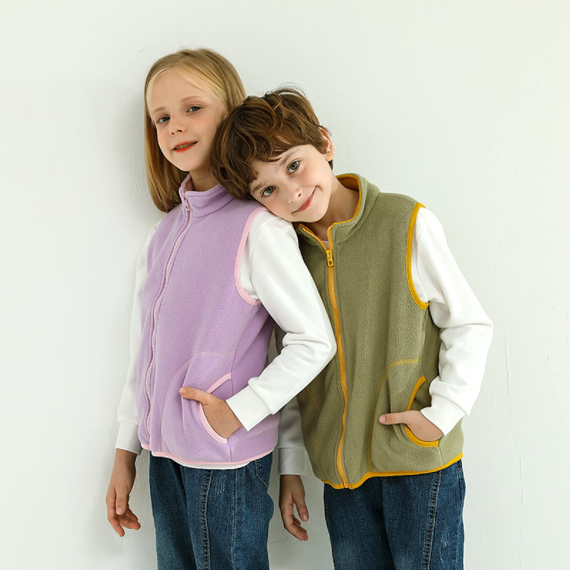 Chaleco de Forro Polar para Niños Otoño Invierno Abrigo de Cálido Niños Niñas Sin Mangas Cremallera Chaqueta