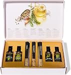 Thoughtfully Gourmet, Olive Oil Spice Infusion Gift Set, Premium Cold Pressed Extra-Virgin Olive Oil from Spain, Includes 4 Flavored Olive Oils and 3 Flavorful Spice Infusion Blends, Set of 7