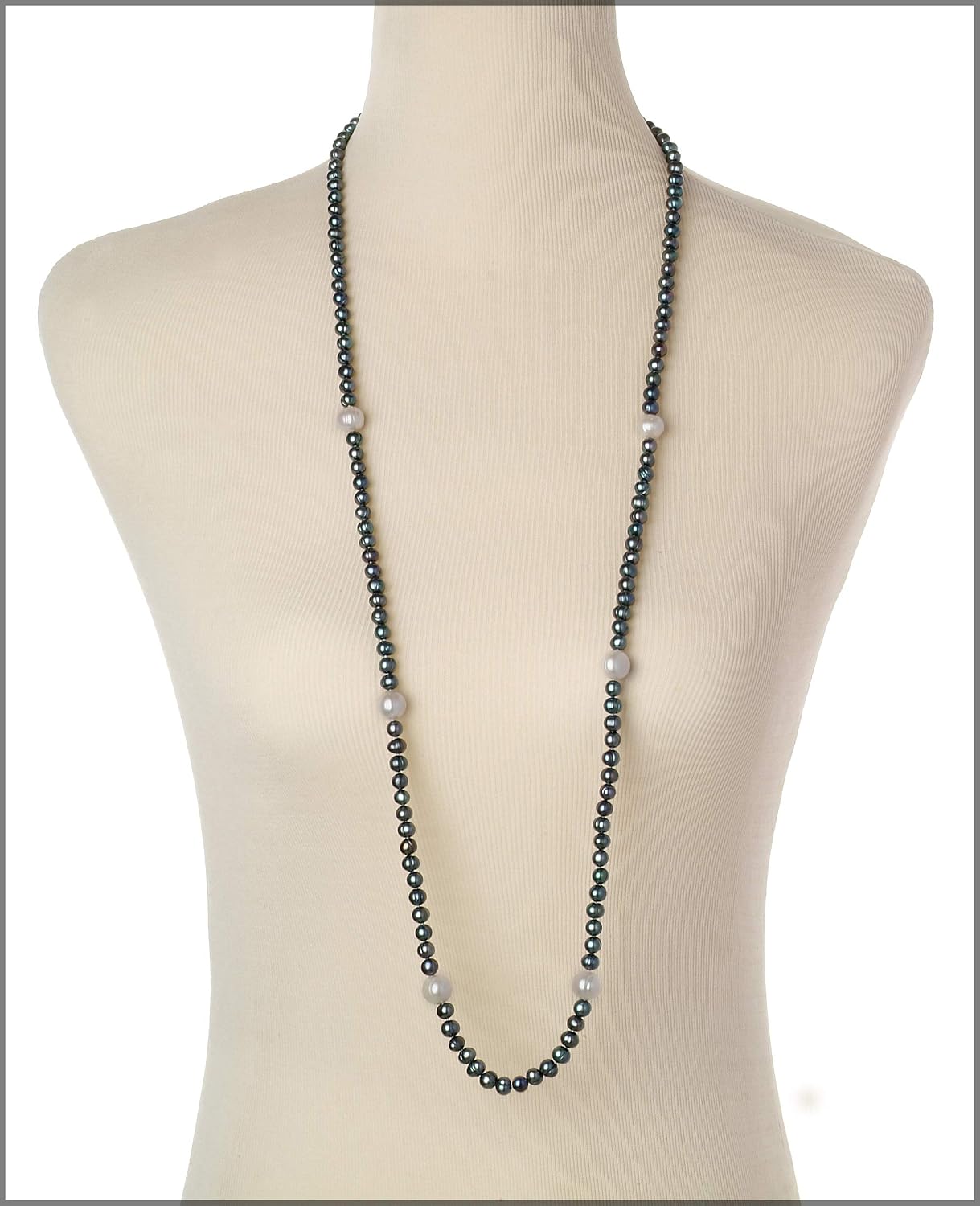 Chloe Black and White 6-11mm A Quality Freshwater Cultured Pearl Necklace For Women-40 in length