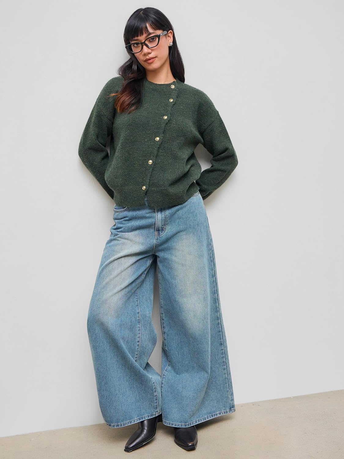 CIDER Womens Wool Blend Knit Cardigan Trendy Crew Neck Button Down Long Sleeve Cozy Fall Fashion Sweater Loose Fit Wool Top - Image 4