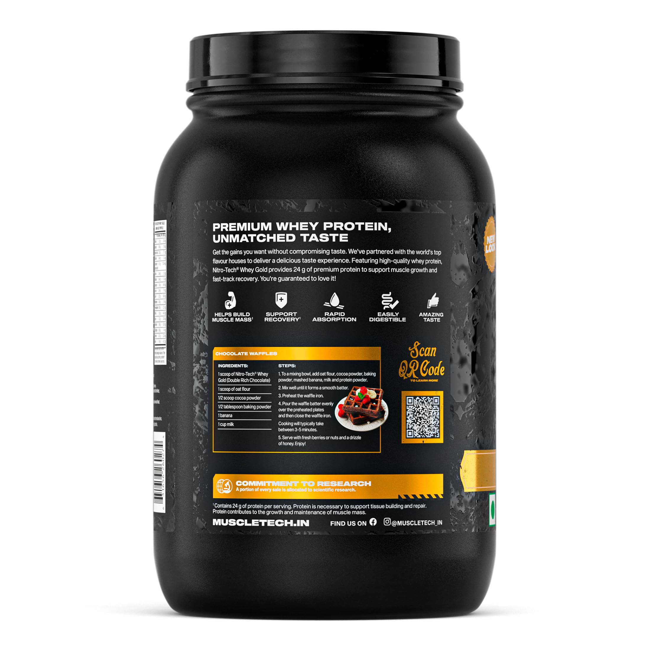 MuscleTech Nitro-Tech Whey Gold Protein Powder | 24 g Protein & 5.4 g BCAAs Per Serving | Supports Lean Muscle & Faster Recovery | Double Rich Chocolate | 907 g 4