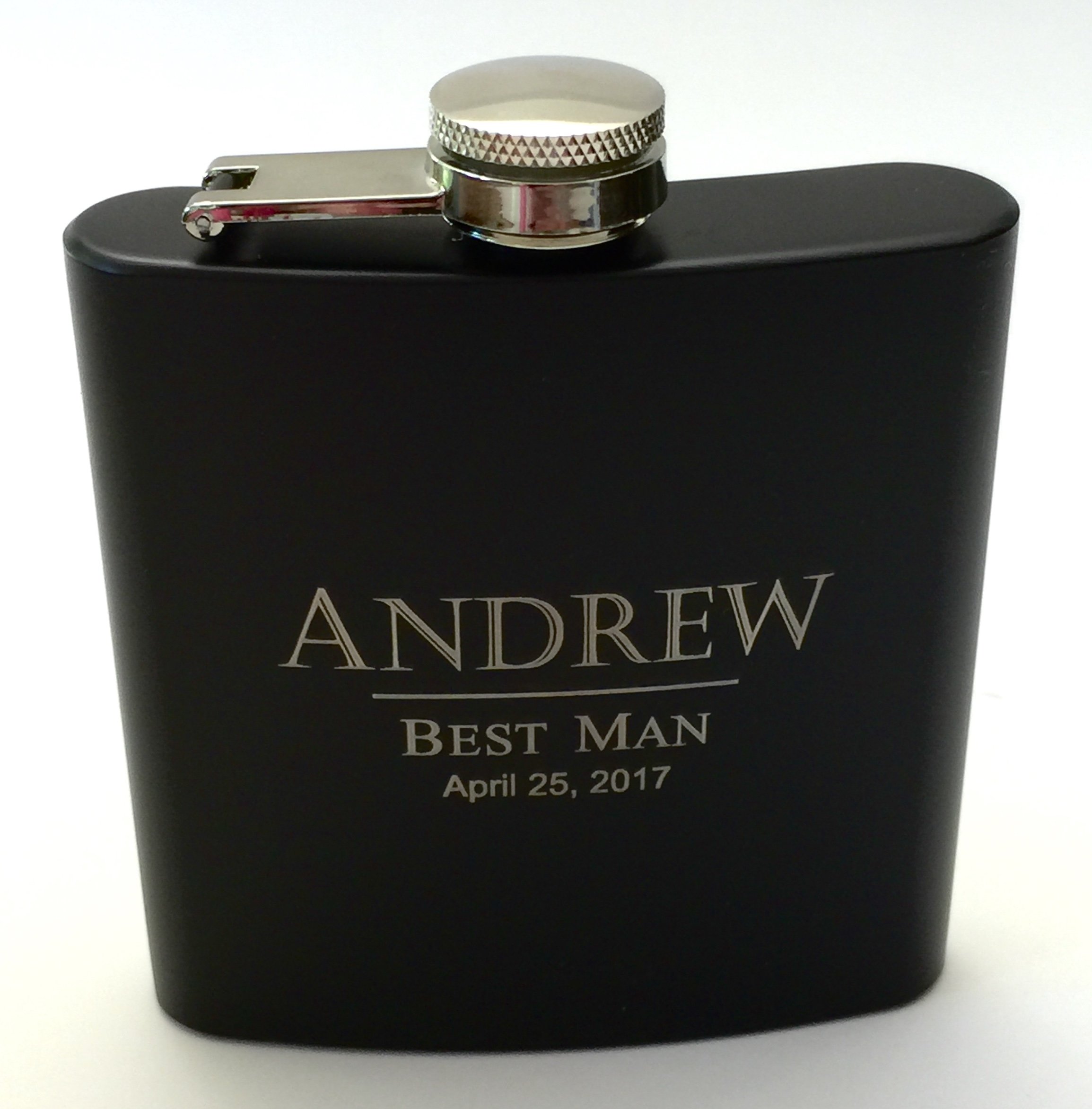 Personalized Flask with Funnel Black Groomsmen Flask or Pink Bridesmaid Flask