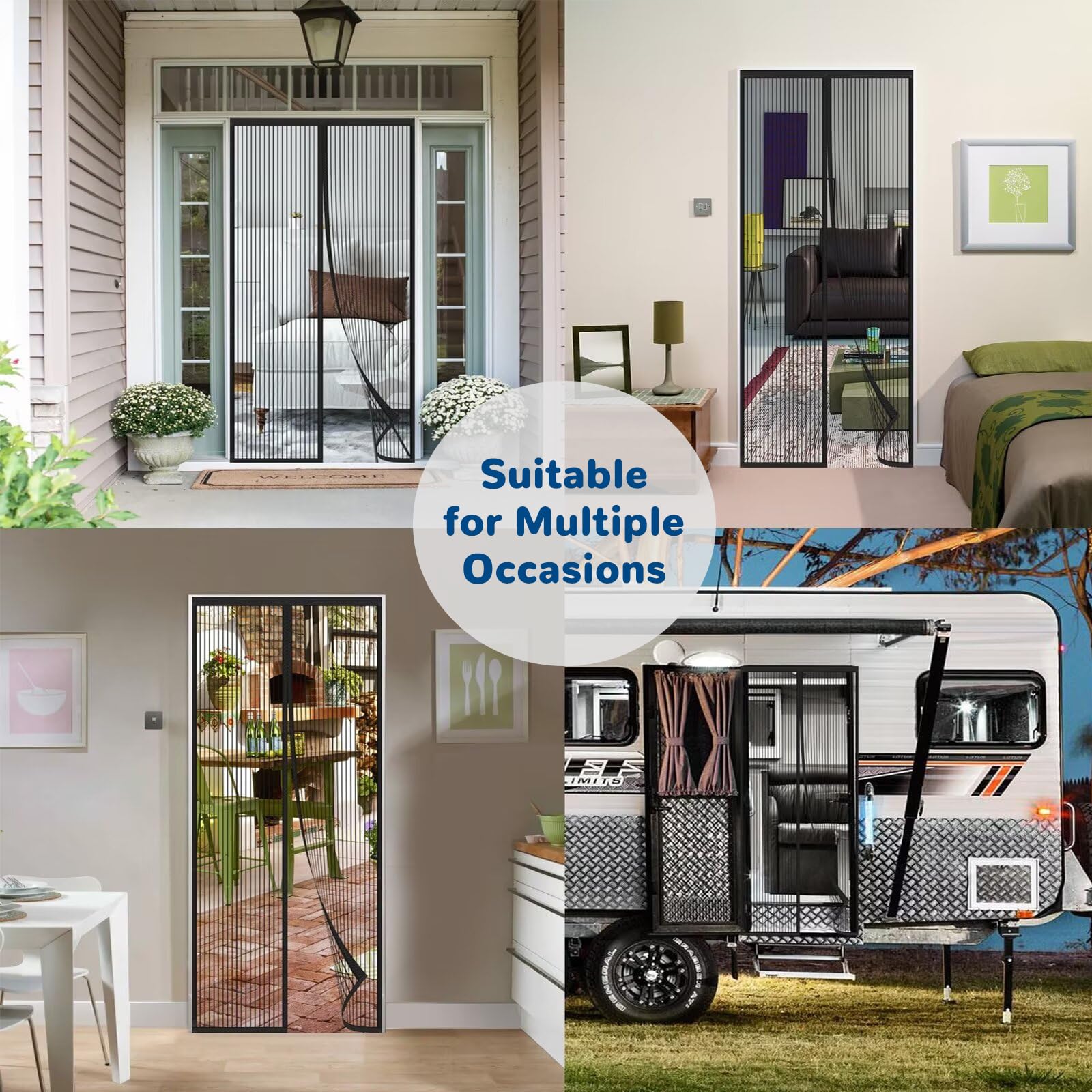 Zanzariera Magnetica 120x230cm Nero Tenda Zanzariera Porta Finestra | Poliestere Autosigillante Zanzariere con Forte Magneti per Animali Domestici Bambini per Balcone Cantina