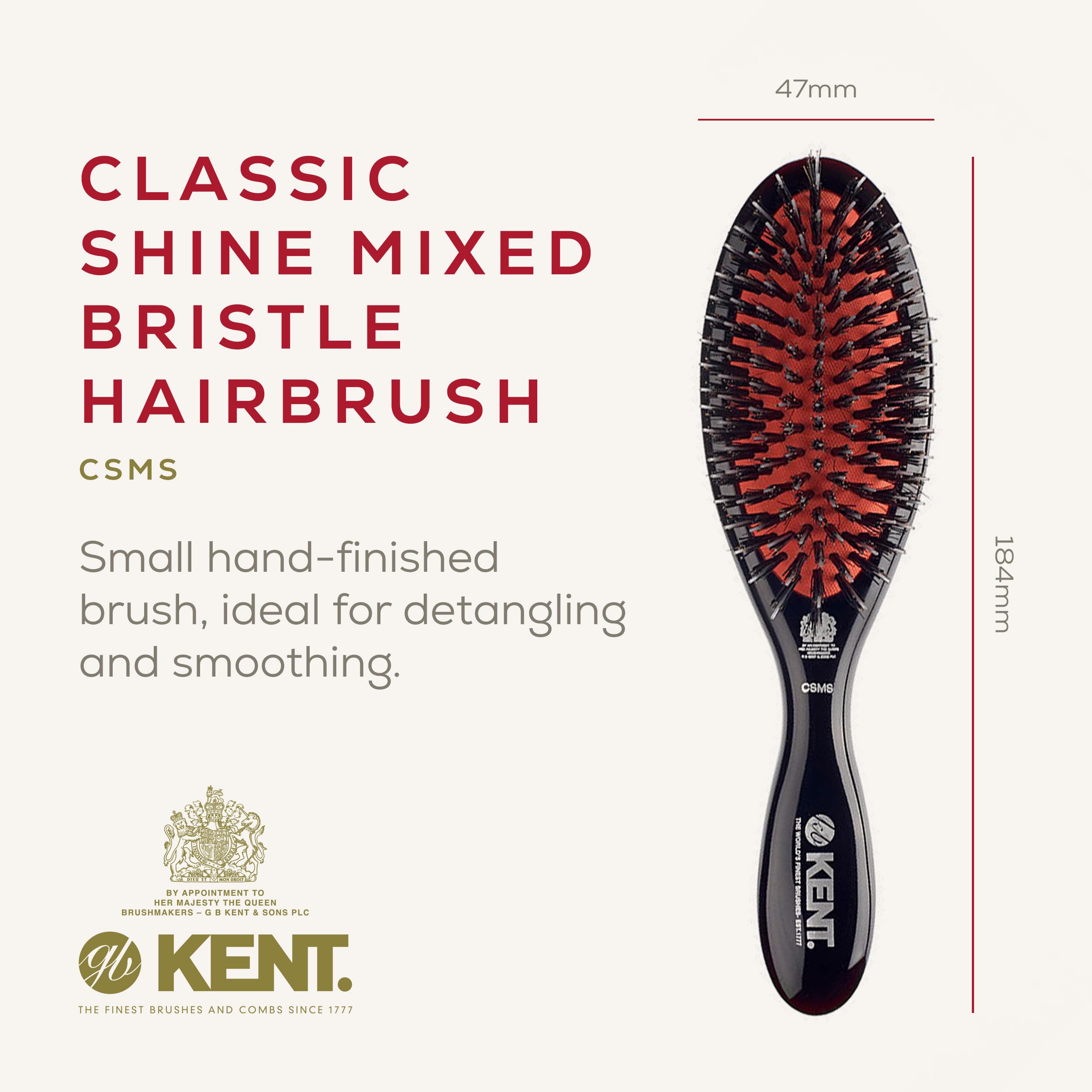 Kent Small Nylon and Pure Black Bristle Mix Cushioned Brush - CSMS (PACK OF 1) - Image 2
