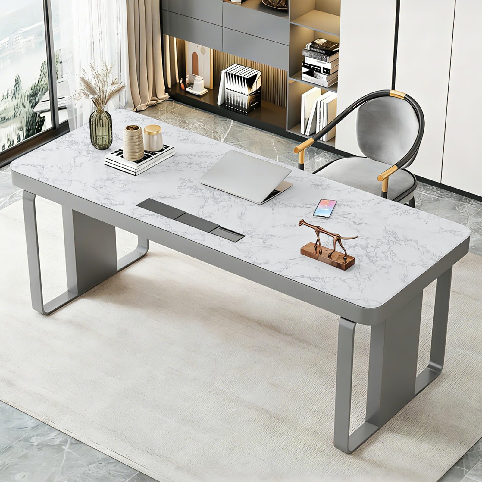 Hode Pellicole Mobili Adesiva Marmo 40x600cm Impermeabile PVC Autoadesivo per Mobili Bianco Applicazione per Armadi da Cucina Piani di Lavoro Pellicola Decorativa