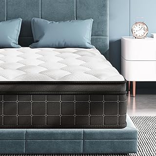 ELEMUSE Firm Mattress Double 10.6 inch, 4FT6 Memory Foam Pocket Sprung Firm Hybrid Mattress Double Bed, Zoned Coil Orthopedic with OEKO-TEX Certified(135x190x27cm)