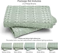 Vista 174 de PHF Fundas de almohada 100% algodón con tejido de gofre de 24 x 24 pulgadas, paquete de 2 fundas cuadradas para decoración elegante del hogar, sin