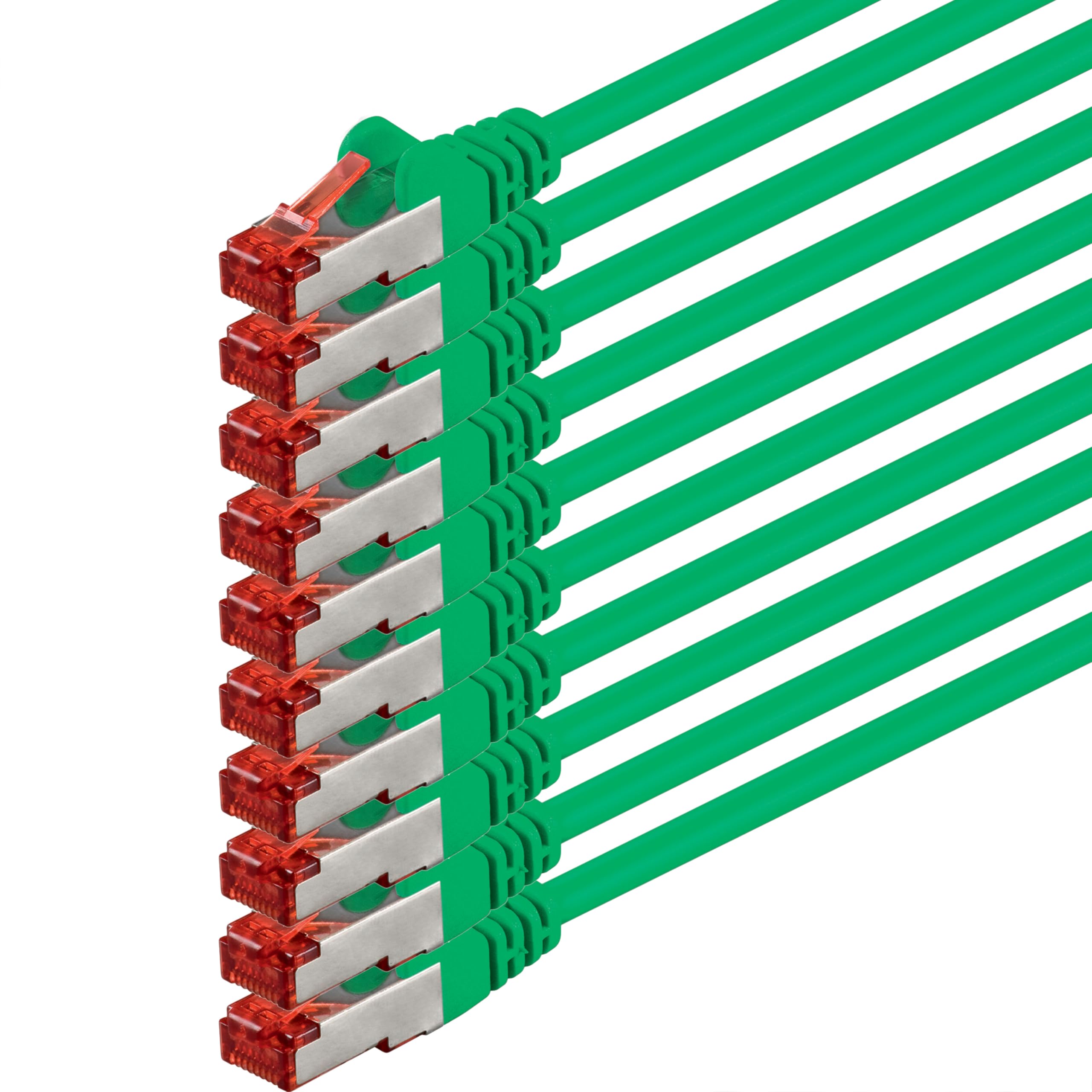 1aTTack.de 10x 0.25m Cat6 Cat.6 Ethernet-Kabel Cat 6 Netzwerk-Kabel Patch-Kabel RJ45 SFTP - Grün