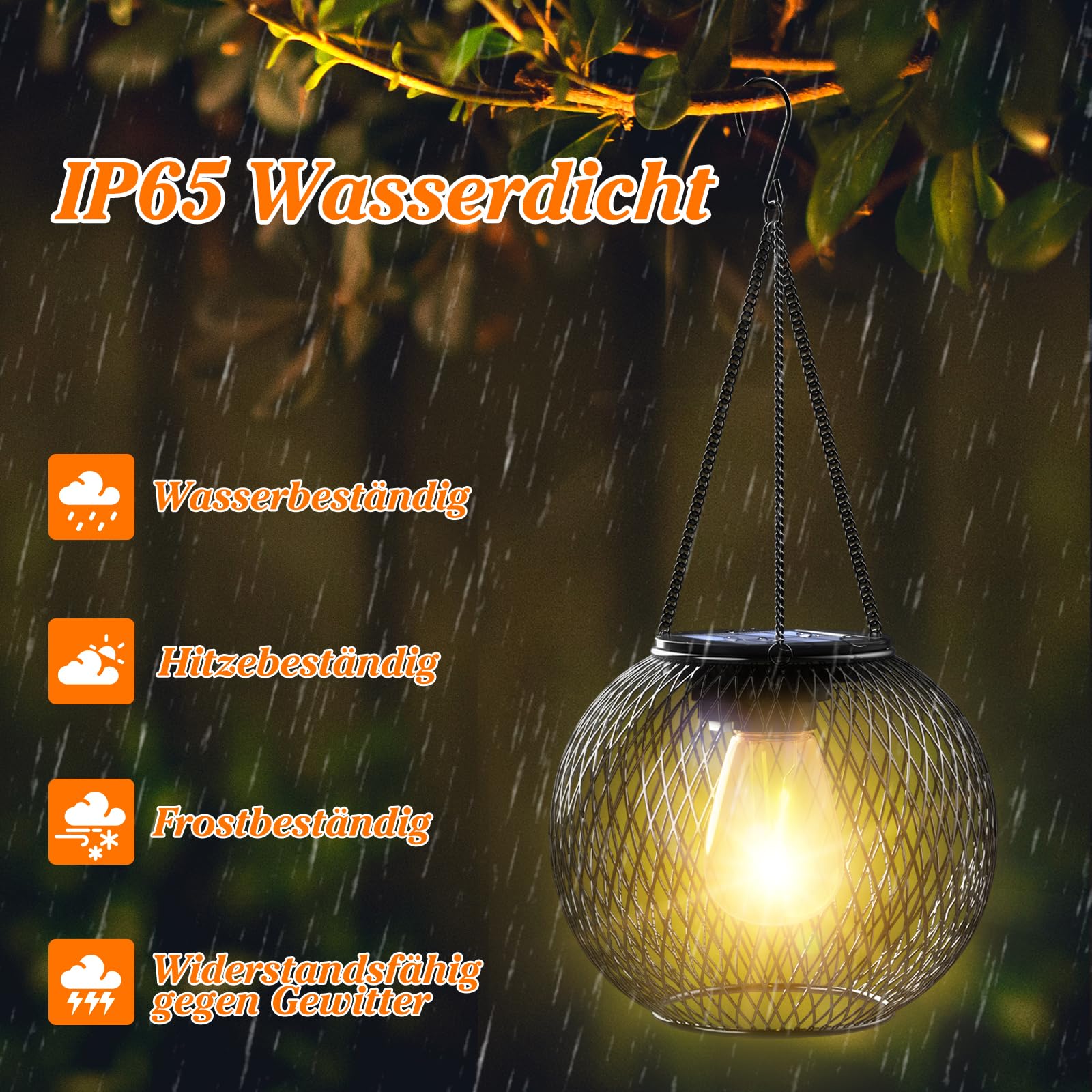 Solarlampen für Außen, Ortiny 2 Stück IP65 Wasserdicht Metall Solarlampen für Außen Garten Christmas Decorations Solarlampen für Garten Draußen Gartendeko Patio Baum Balkon Rasen Wand Tisch Geschenk