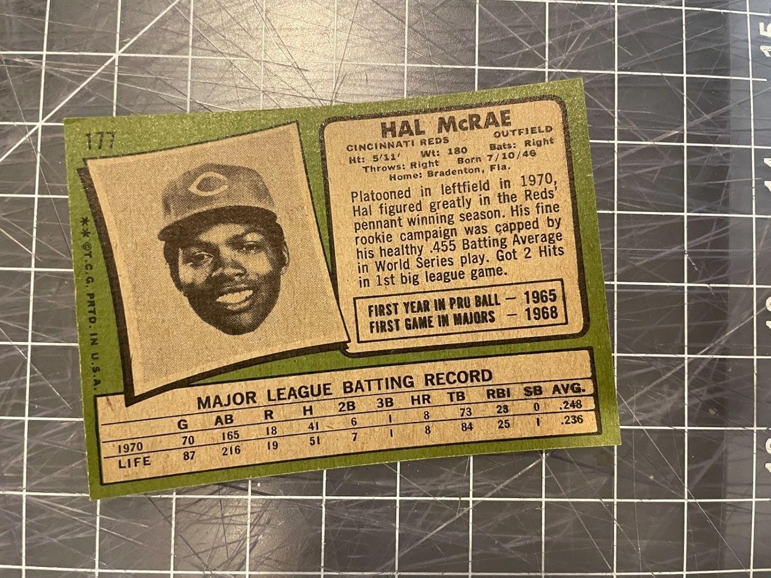 1971 Topps #177 Hal Mcrae Cincinnati s Rookie Baseball Card Nm+ #2 - Slabbed Baseball Cards