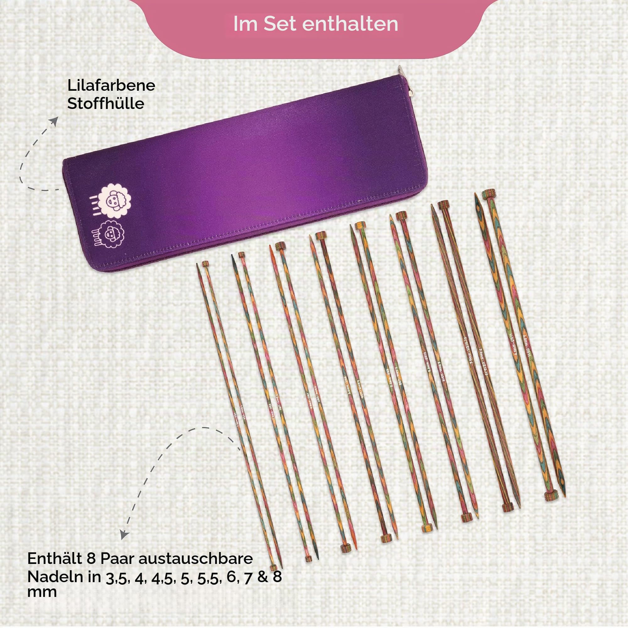 KnitPro Symfonie Lange Nadelset 12" (30cm) | 8 Größen (3.5mm bis 8mm)