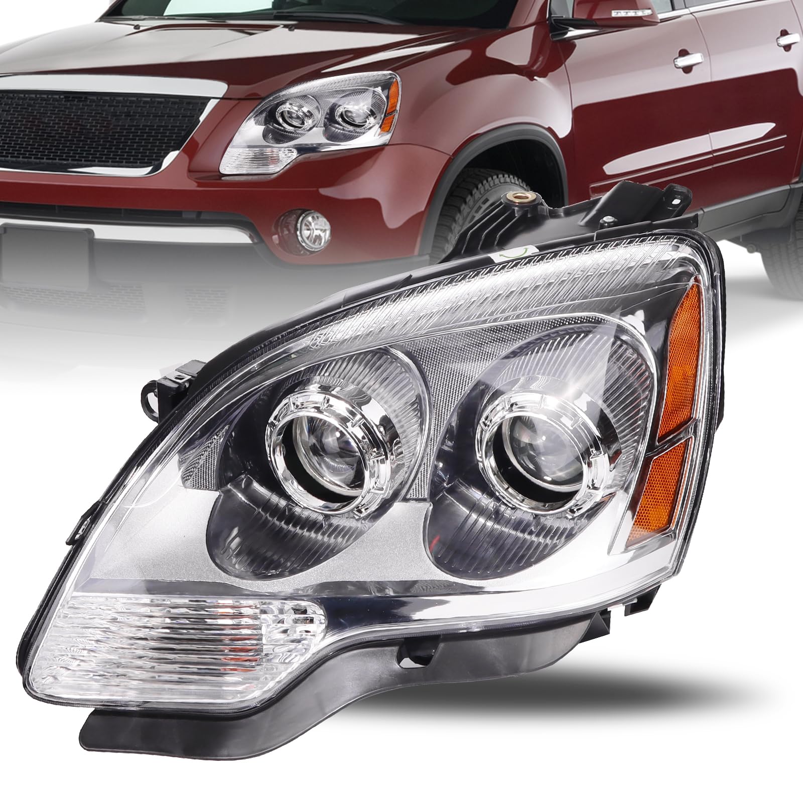 Photo 1 of AutoGlow Headlight Assembly Compatible with 2007-2012 GMC Acadia Replacement Headlamp Left