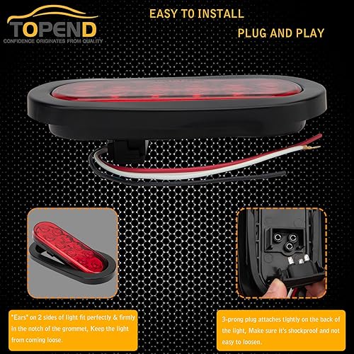 Miniatura 5 de Luz trasera LED ovalada roja de 6 pulgadas, 4 unidades para caravana, camión, Jeep, luz de parada/giro/trasera, impermeable, incluye enchufe