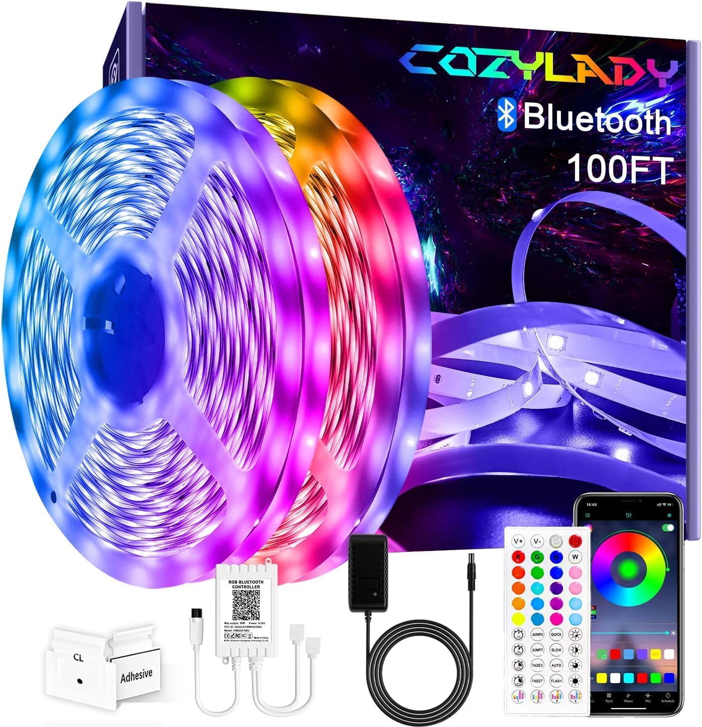 Cozylady 30m Bluetooth LED Strip Lights,LED Light Strips Controlled by
