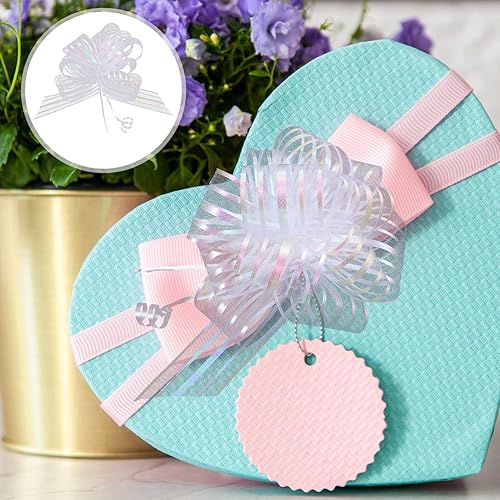 Miniatura 2 de EXCEART 20 lazos de regalo de organza grandes para envolver regalos, cinta blanca para Navidad, vacaciones, cumpleaños, boda, regalo, floristería,