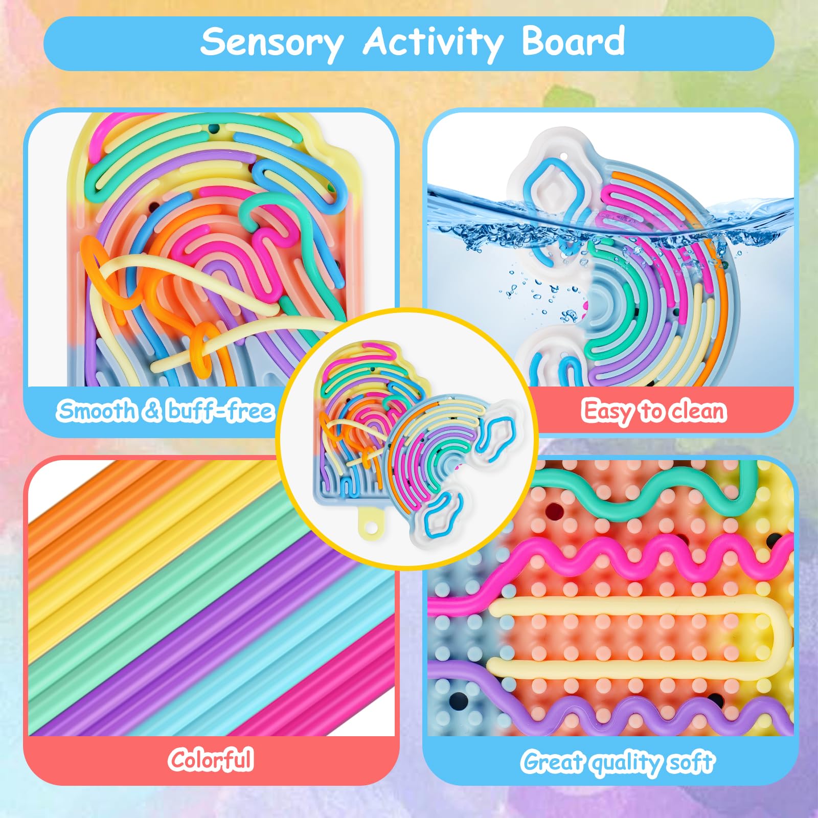 Tavola Sensoriale Per Bambini – Giocattolo ADHD E Autismo, Anti-Stress E Montessori, Portatile Con 30 Corde