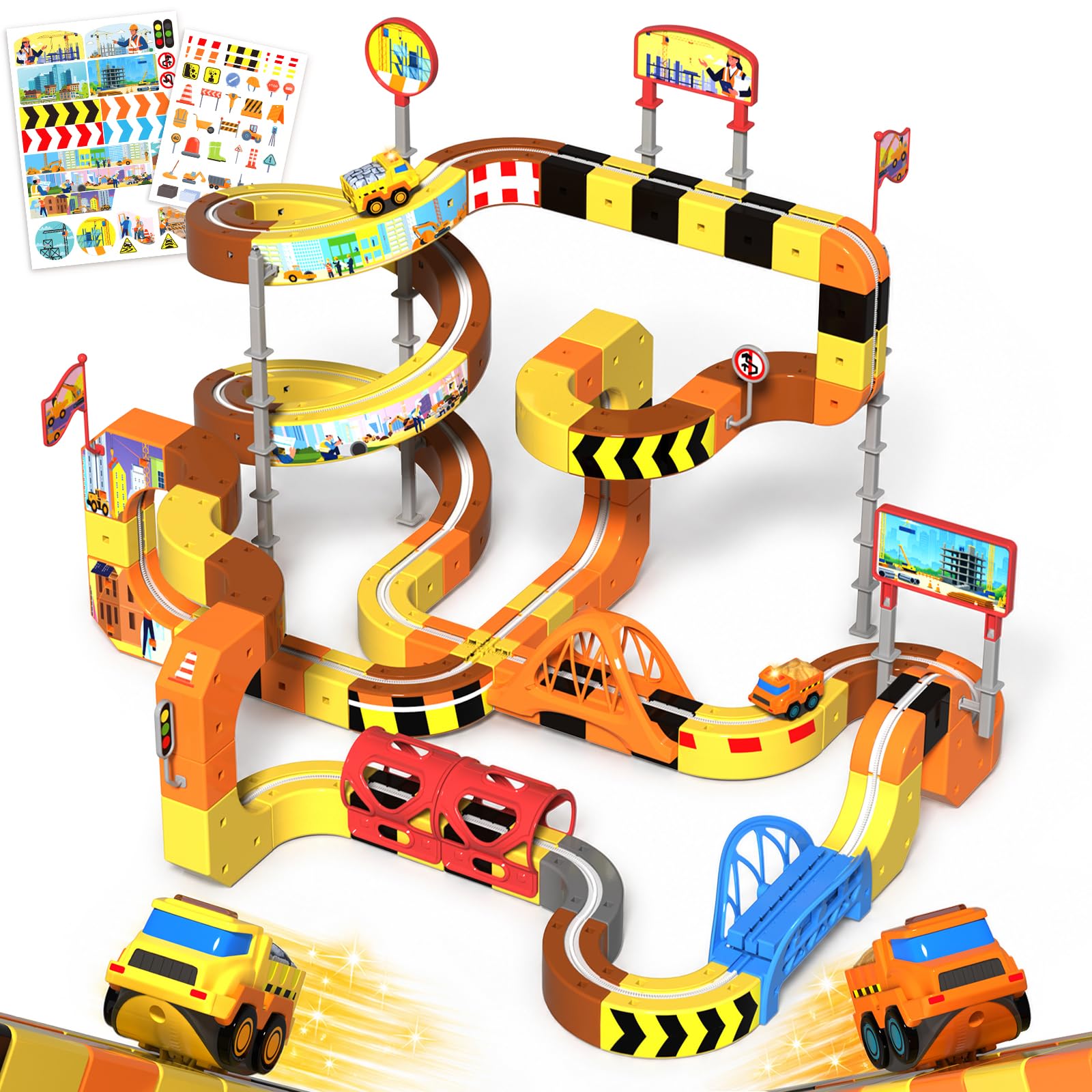 Train Électrique Enfant 112 Pièces, Circuit 3D avec Train Jouet Motorisé