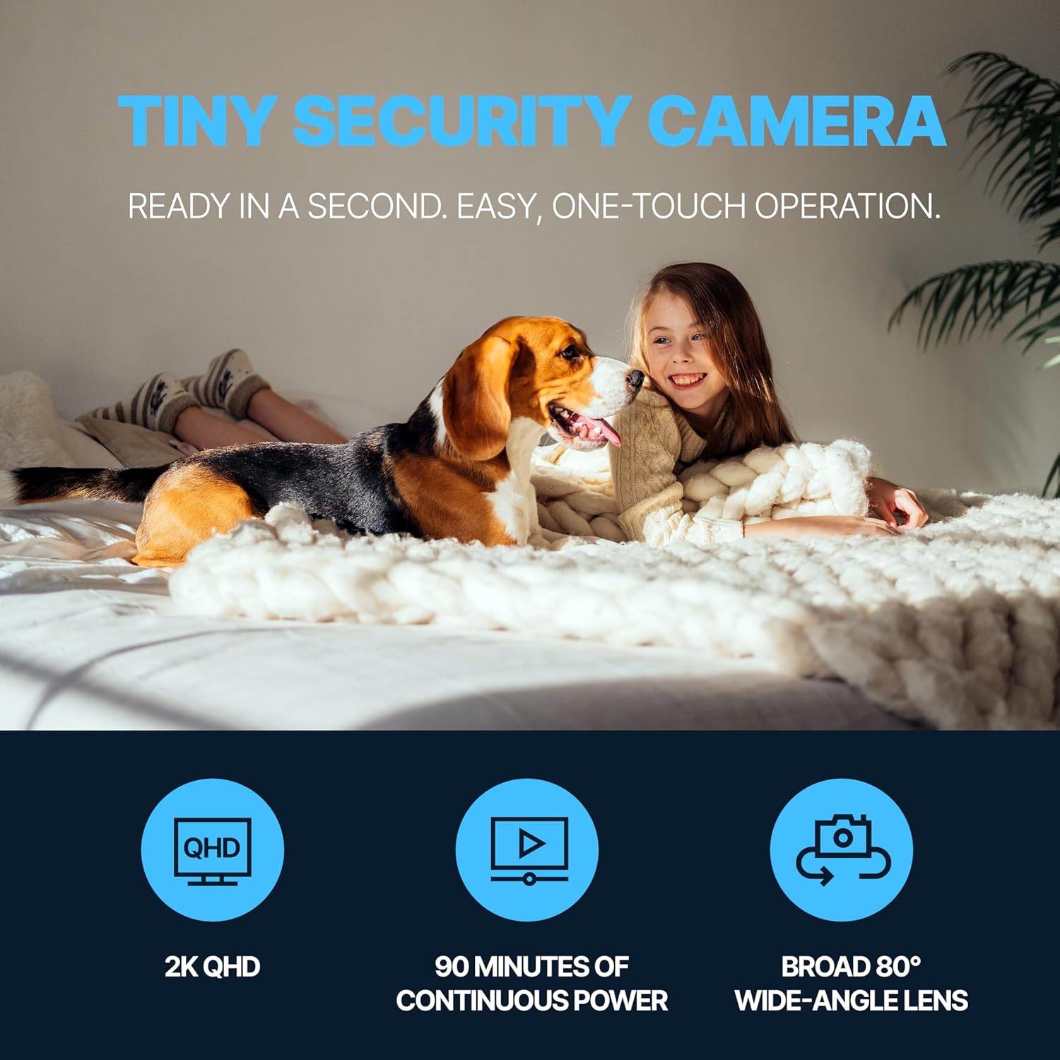 QHD 2560x1440P 2K Car Key Mini Security Camera for Home Security, Baby Camera Monitor, Pet Camera, Cat Camera, Small Surveillance Camera, Indoor Wireless