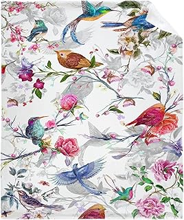Bird Flower Throw Blanket Soft Flannel Fleece Velvet Plush Personalized Throws Fuzzy Warm Cozy Soft Bedding Blankets Anti-Pilling Teen 50