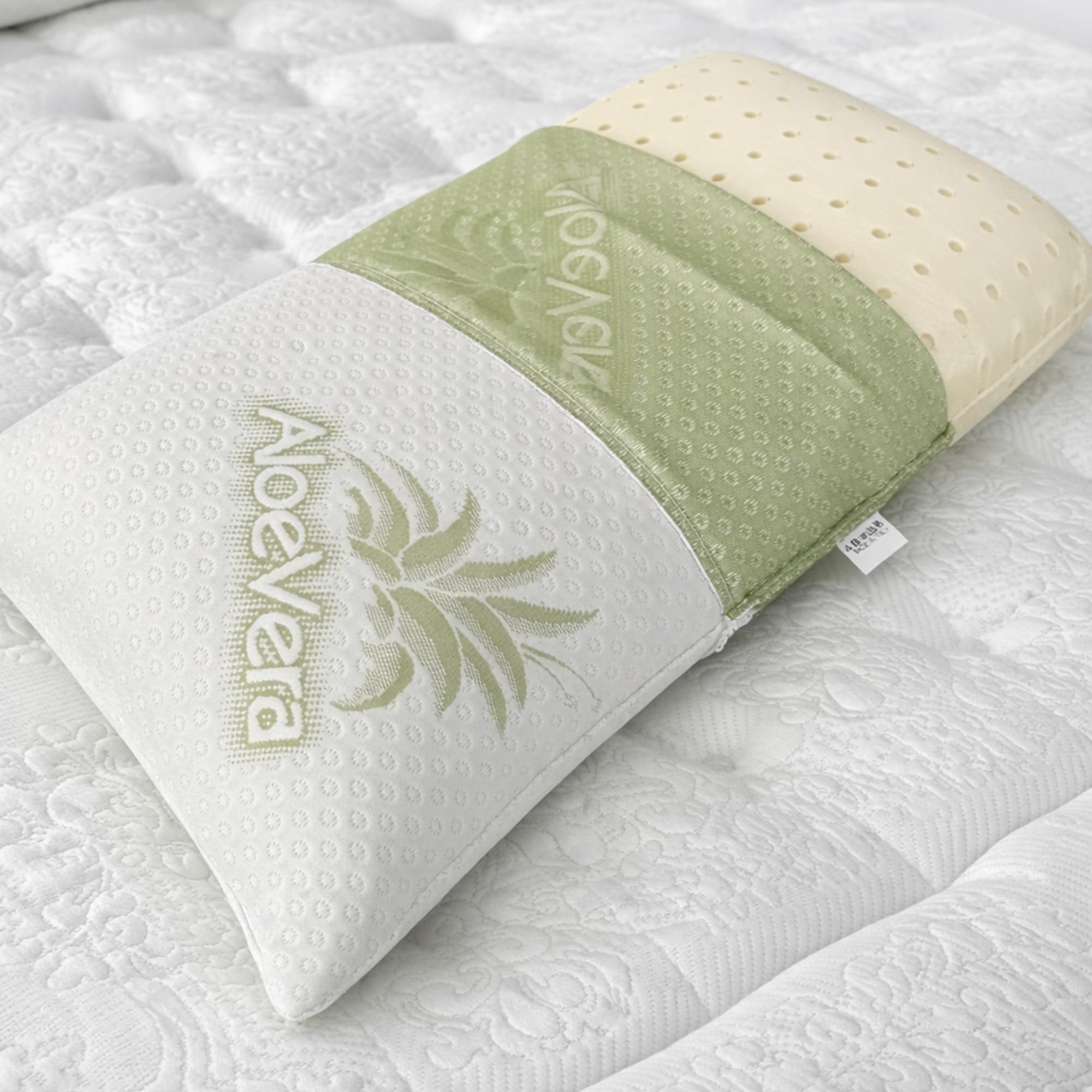 Materassi Russo Coppia Cuscini Memory Foam 40x70 cm, Altezza 11 cm, Guanciali Letto Modello Saponetta Medio Morbidi con Fodera Aloe Vera Sfoderabile, Made in Italy